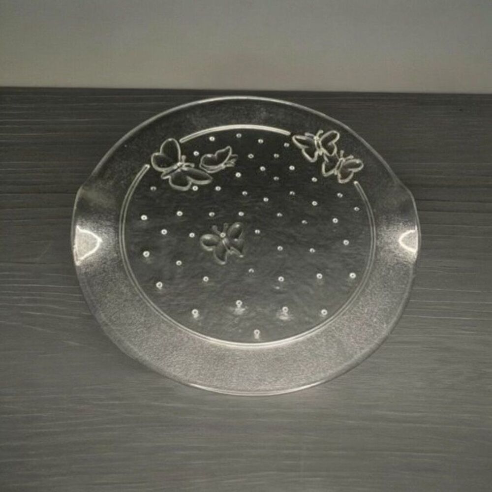 IVV Glass CHEESE Plater "Collezione 1" beautiful butterfly design 12"